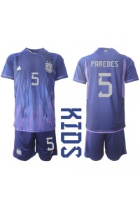 Argentina Leandro Paredes #5 Babyklær Borte Fotballdrakt til barn VM 2022 Korte ermer (+ Korte bukser)